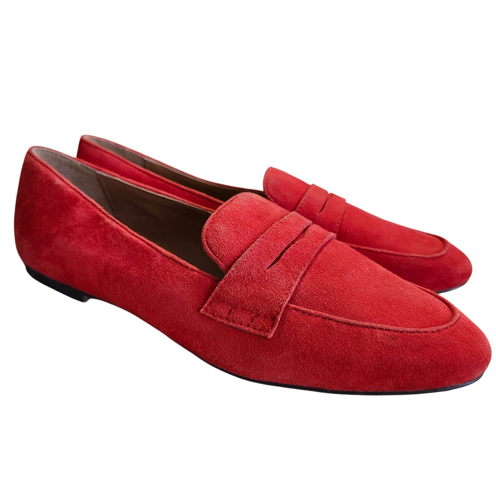 Classic J. Crew Red Suede Loafers. Elevate Your Style With A Pop Of Color